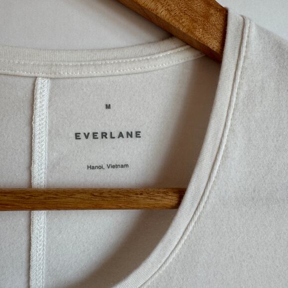 Everlane The Supima Form Crew Neck Tee Medium White Short Sleeve Cotton Jersey - Picture 3 of 13